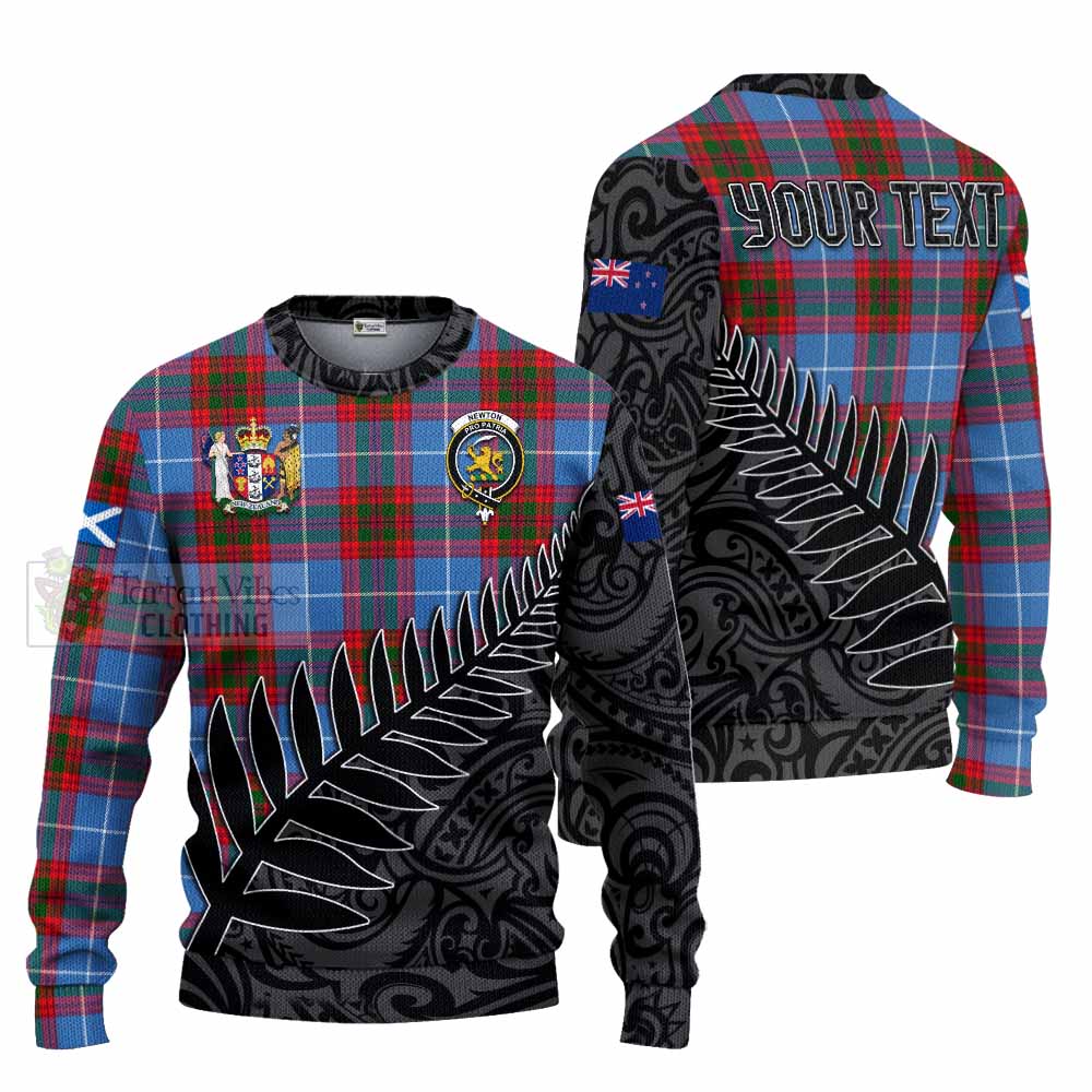 Tartan Vibes Clothing Newton Crest Tartan Knitted Sweater with New Zealand Silver Fern Half Style