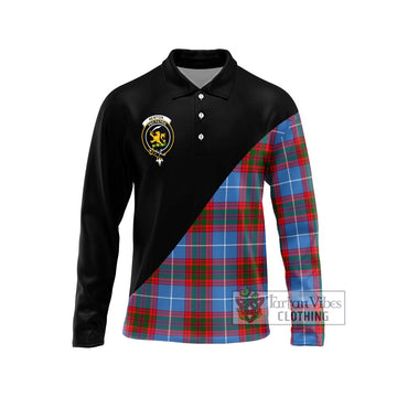 Newton Tartan Long Sleeve Polo Shirt with Family Crest and Military Logo Style