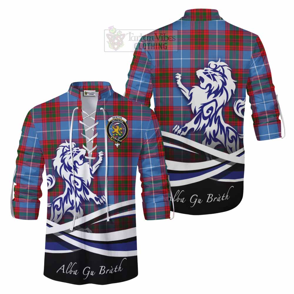 Tartan Vibes Clothing Newton Tartan Ghillie Kilt Shirt with Alba Gu Brath Regal Lion Emblem