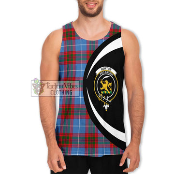 Newton Tartan Men's Tank Top with Family Crest Circle Style