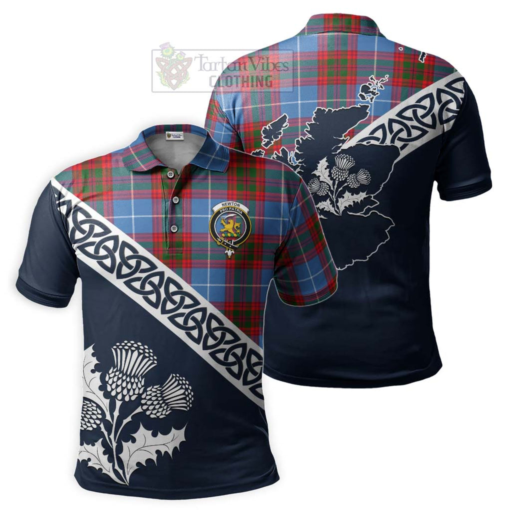 Newton Tartan Polo Shirt Featuring Thistle and Scotland Map