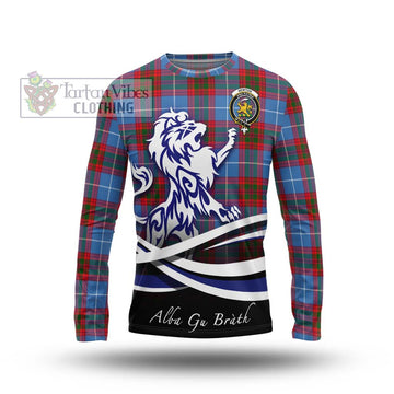 Newton Tartan Long Sleeve T-Shirt with Alba Gu Brath Regal Lion Emblem