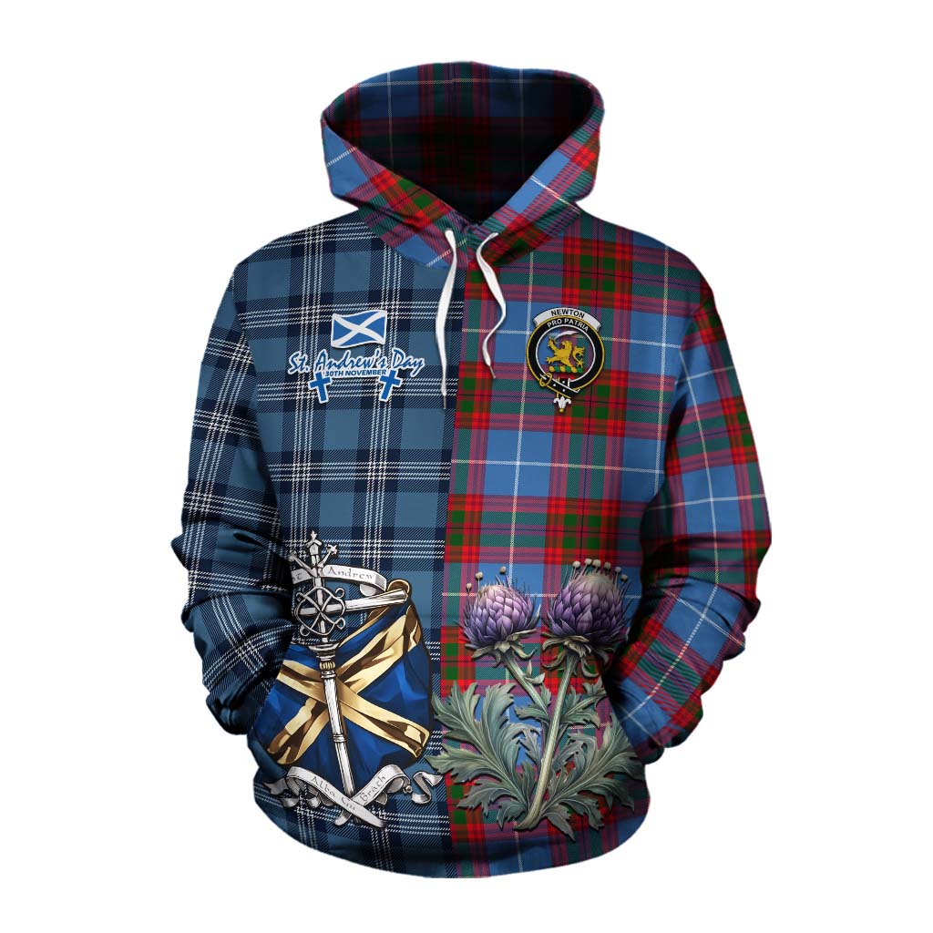 Tartan Vibes Clothing Newton Tartan Cotton Hoodie Happy St. Andrew's Day Half Tartan Style