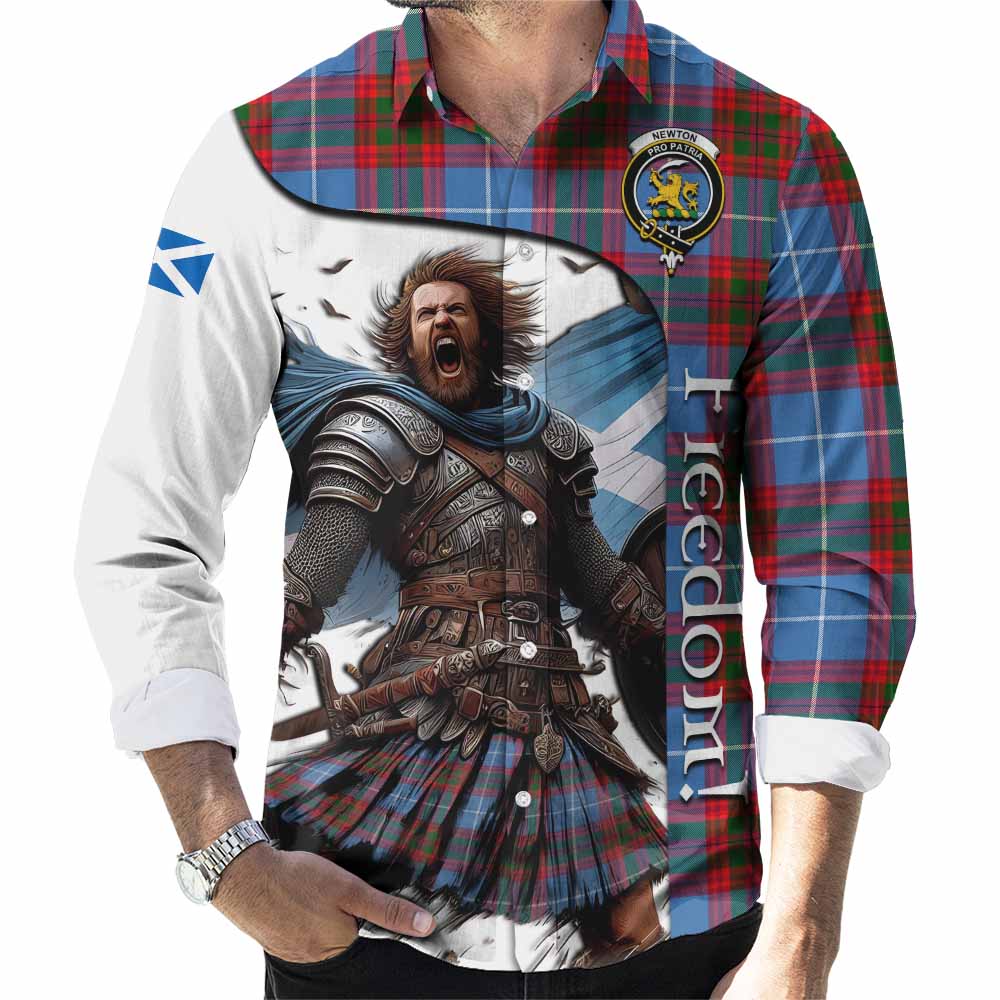 Tartan Vibes Clothing Newton Crest Tartan Long Sleeve Button Shirt Inspired by the Freedom of Scottish Warrior