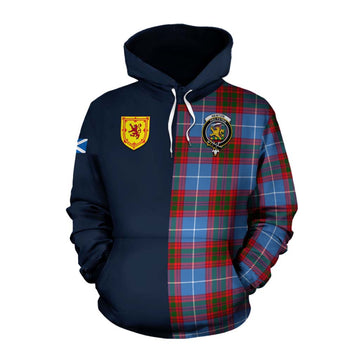 Newton Tartan Cotton Hoodie Alba with Scottish Lion Royal Arm Half Style