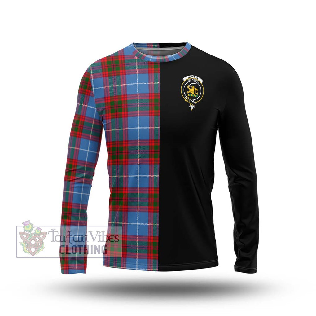 Newton Tartan Long Sleeve T-Shirt with Family Crest and Half Of Me Style Unisex - Tartanvibesclothing Shop