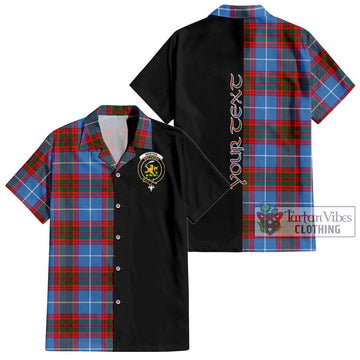 Newton Tartan Short Sleeve Button Shirt with Family Crest and Half Of Me Style