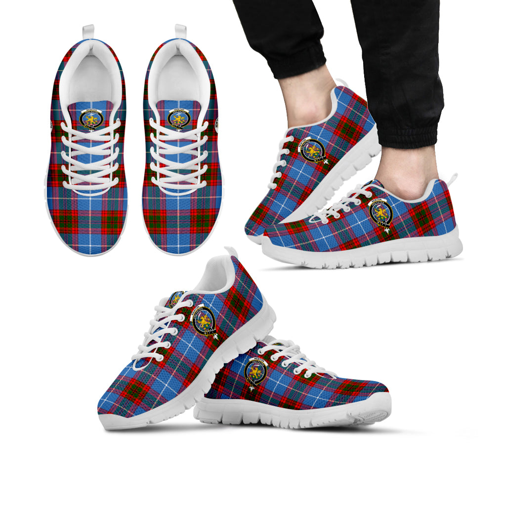 Newton Tartan Sneakers with Family Crest Kid's Sneakers - Tartan Vibes Clothing