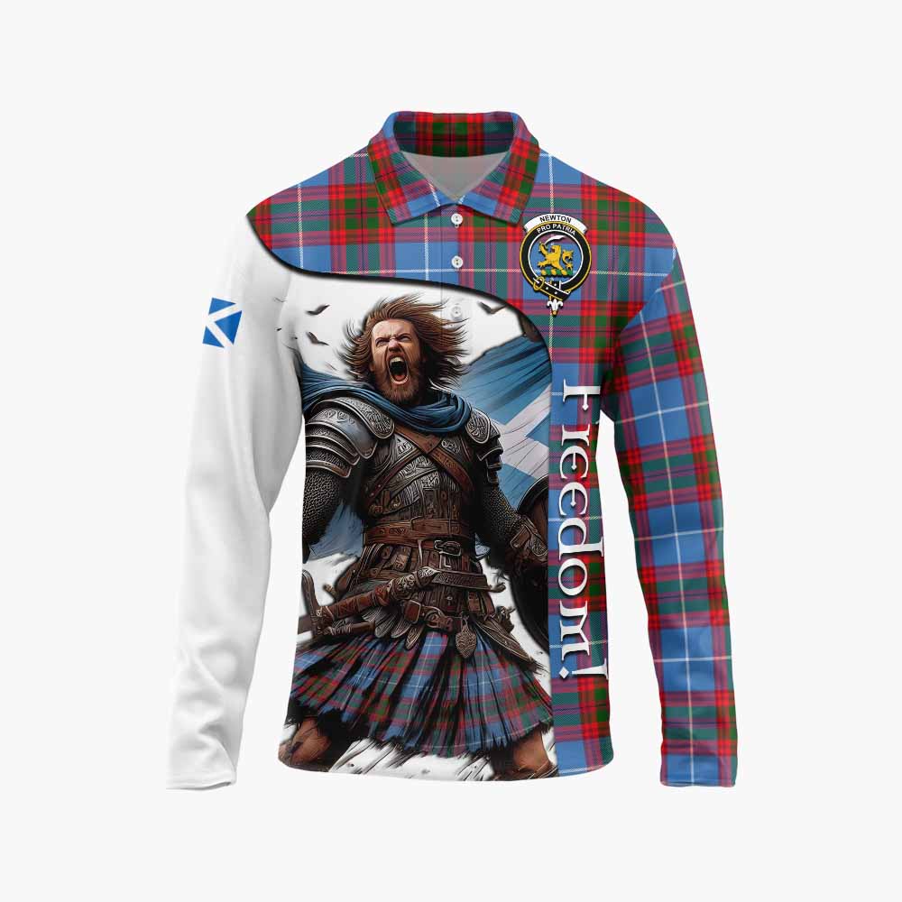 Tartan Vibes Clothing Newton Crest Tartan Long Sleeve Polo Shirt Inspired by the Freedom of Scottish Warrior