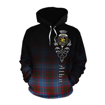 Newton Tartan Cotton Hoodie Featuring Alba Gu Brath Family Crest Celtic Inspired