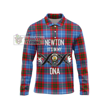 Newton Tartan Long Sleeve Polo Shirt with Family Crest DNA In Me Style