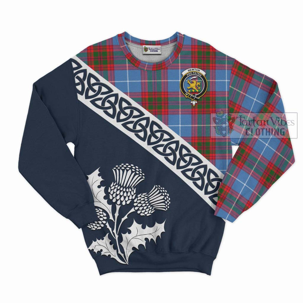 Tartan Vibes Clothing Newton Tartan Sweatshirt Featuring Thistle and Scotland Map