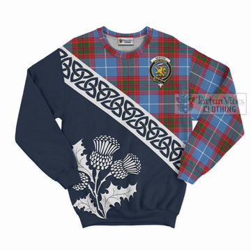 Newton Tartan Sweatshirt Featuring Thistle and Scotland Map