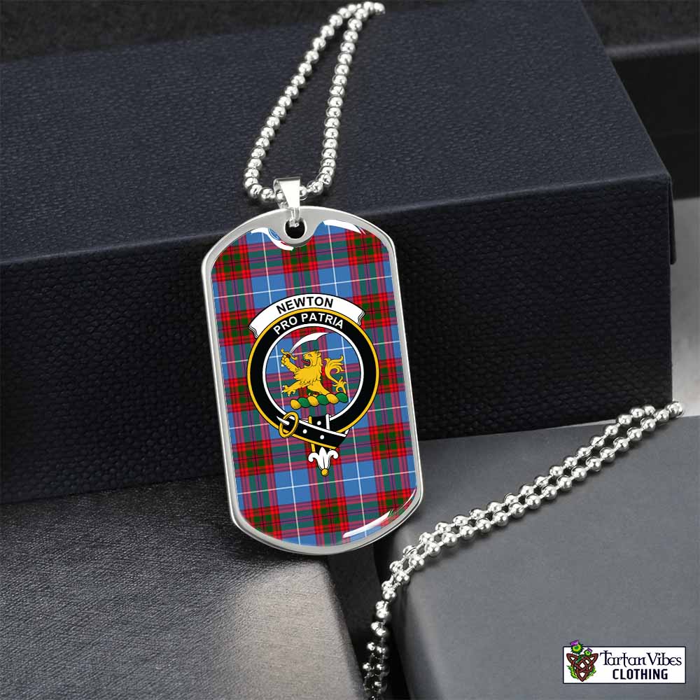 Tartan Vibes Clothing Newton Tartan Dog Tag Necklace with Family Crest