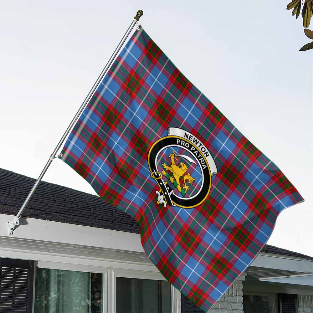 Tartan Vibes Clothing Newton Tartan House Flag with Family Crest