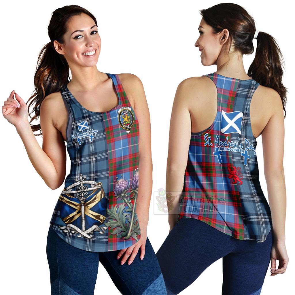 Tartan Vibes Clothing Newton Tartan Women's Racerback Tanks Happy St. Andrew's Day Half Tartan Style