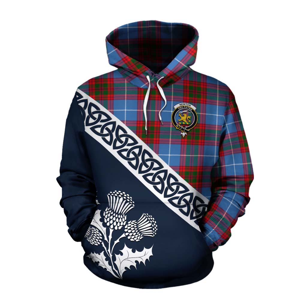 Tartan Vibes Clothing Newton Tartan Cotton Hoodie Featuring Thistle and Scotland Map