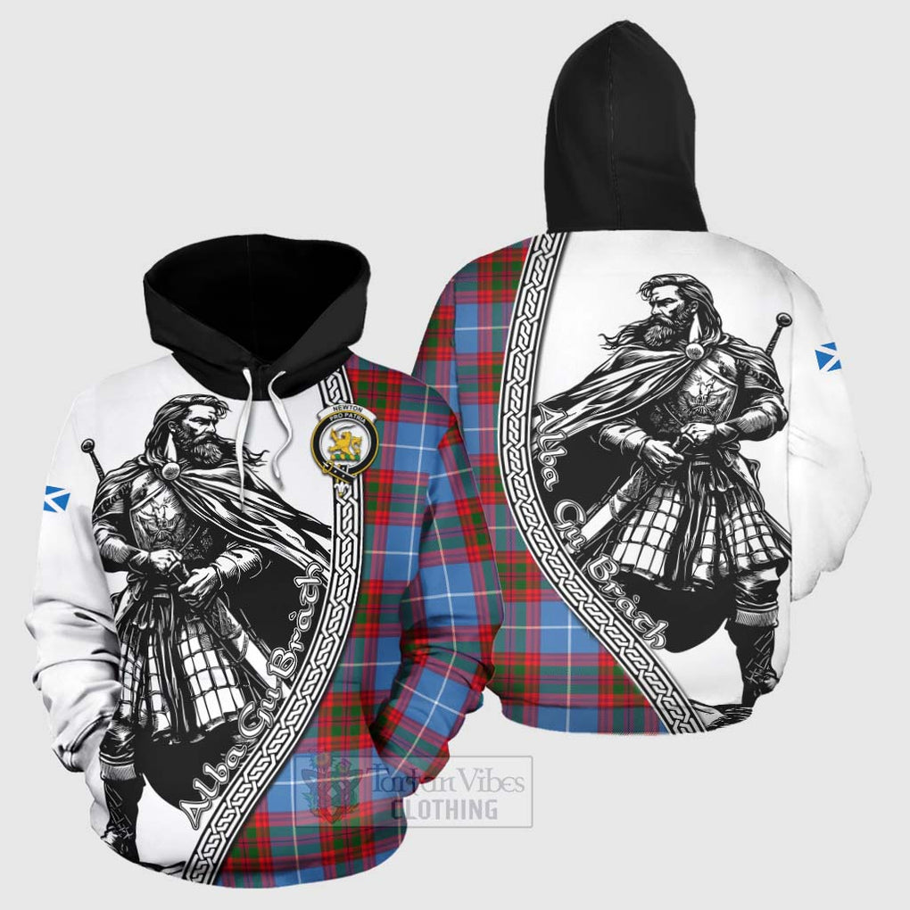 Tartan Vibes Clothing Newton Tartan Clan Crest Hoodie with Highlander Warrior Celtic Style