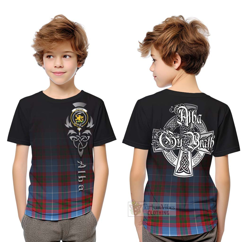 Tartan Vibes Clothing Newton Tartan Kid T-Shirt Featuring Alba Gu Brath Family Crest Celtic Inspired