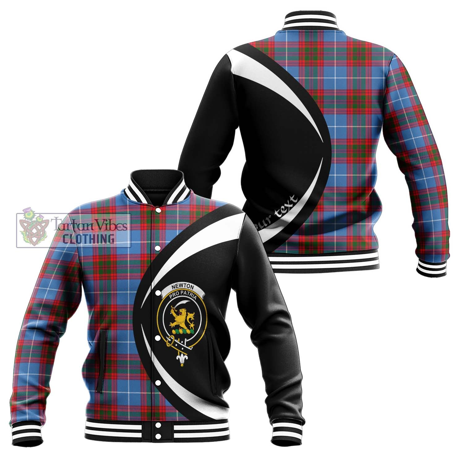 Newton Tartan Baseball Jacket with Family Crest Circle Style Unisex - Tartan Vibes Clothing