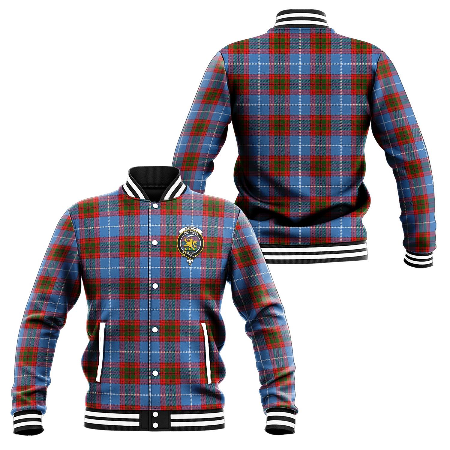 Newton Tartan Baseball Jacket with Family Crest Unisex - Tartan Vibes Clothing