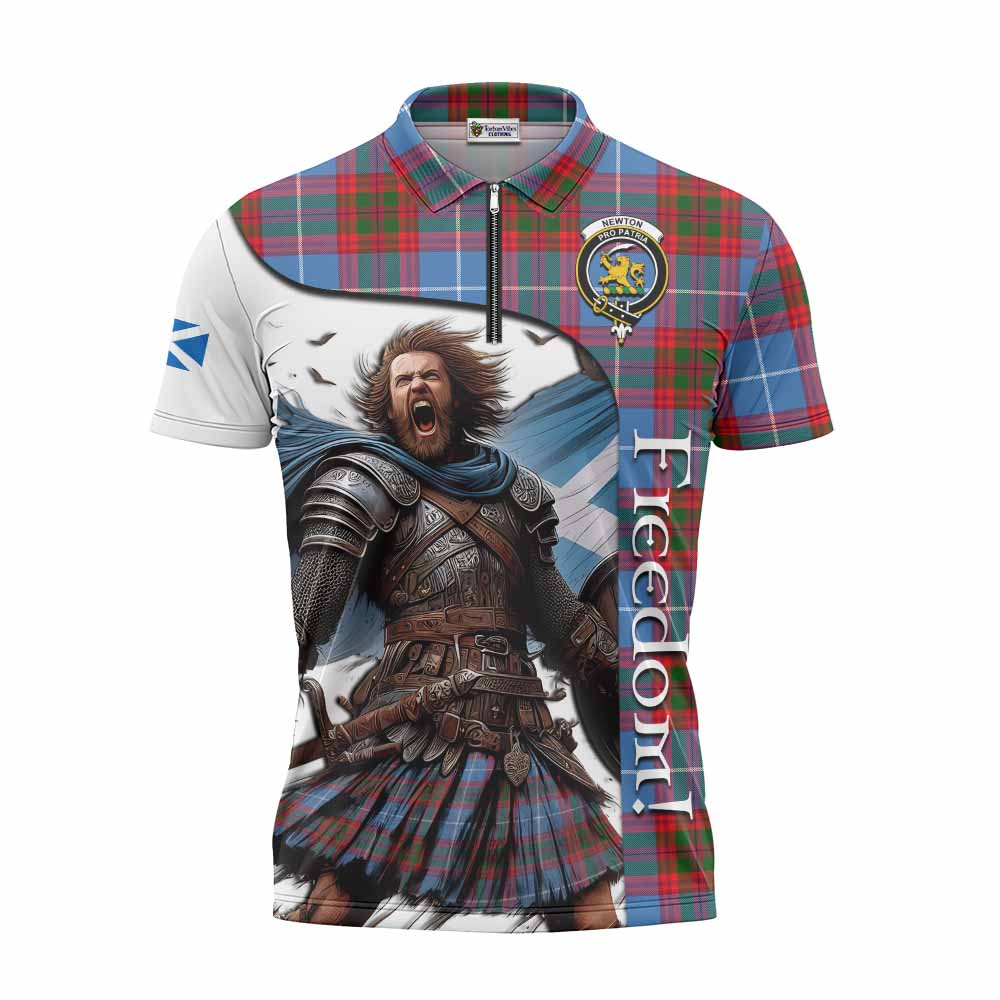 Tartan Vibes Clothing Newton Crest Tartan Zipper Polo Shirt Inspired by the Freedom of Scottish Warrior