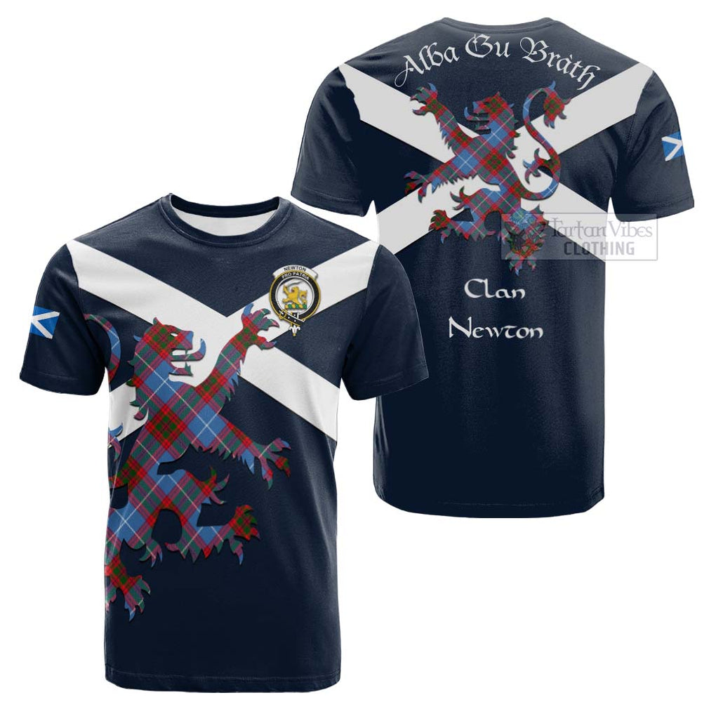 Tartan Vibes Clothing Newton Tartan Lion Rampant Cotton T-shirt – Proudly Display Your Heritage with Alba Gu Brath and Clan Name