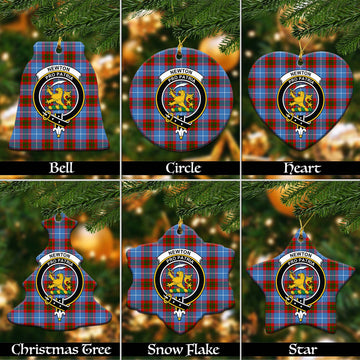 Newton Tartan Christmas Ceramic Ornaments with Family Crest