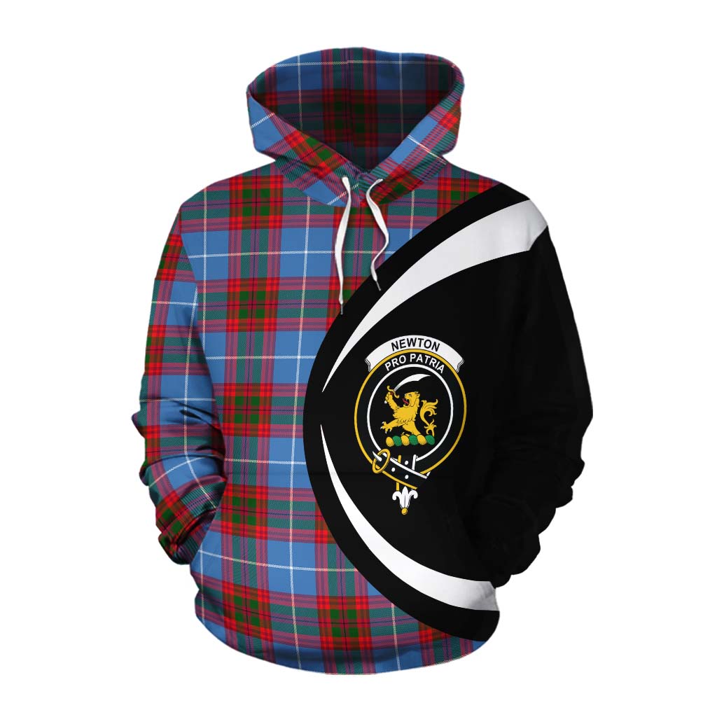 Tartan Vibes Clothing Newton Tartan Cotton Hoodie with Family Crest Circle Style