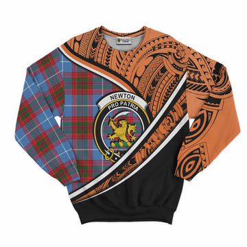 Newton Crest Tartan Sweatshirt with Polynesian Vibes Style - Orange Version