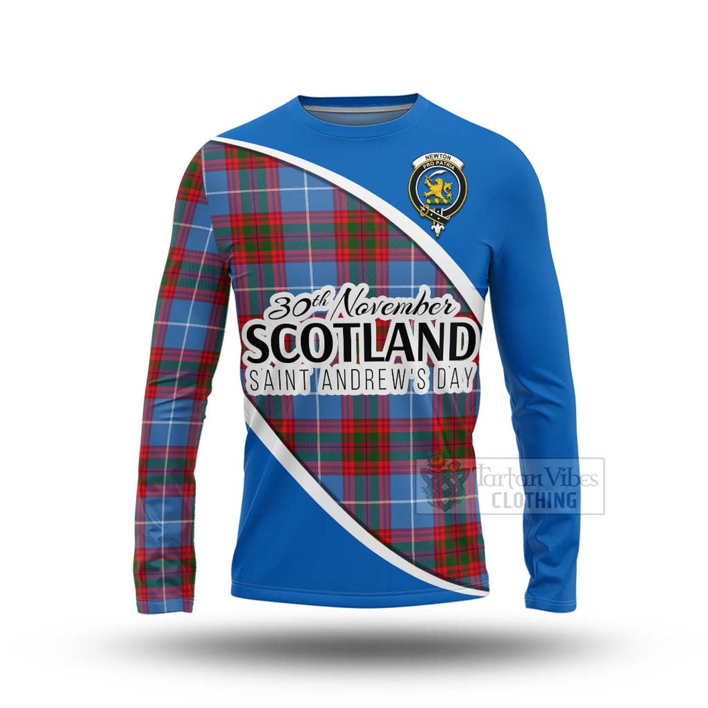 Tartan Vibes Clothing Newton Family Crest Tartan Long Sleeve T-Shirt Celebrate Saint Andrew's Day in Style