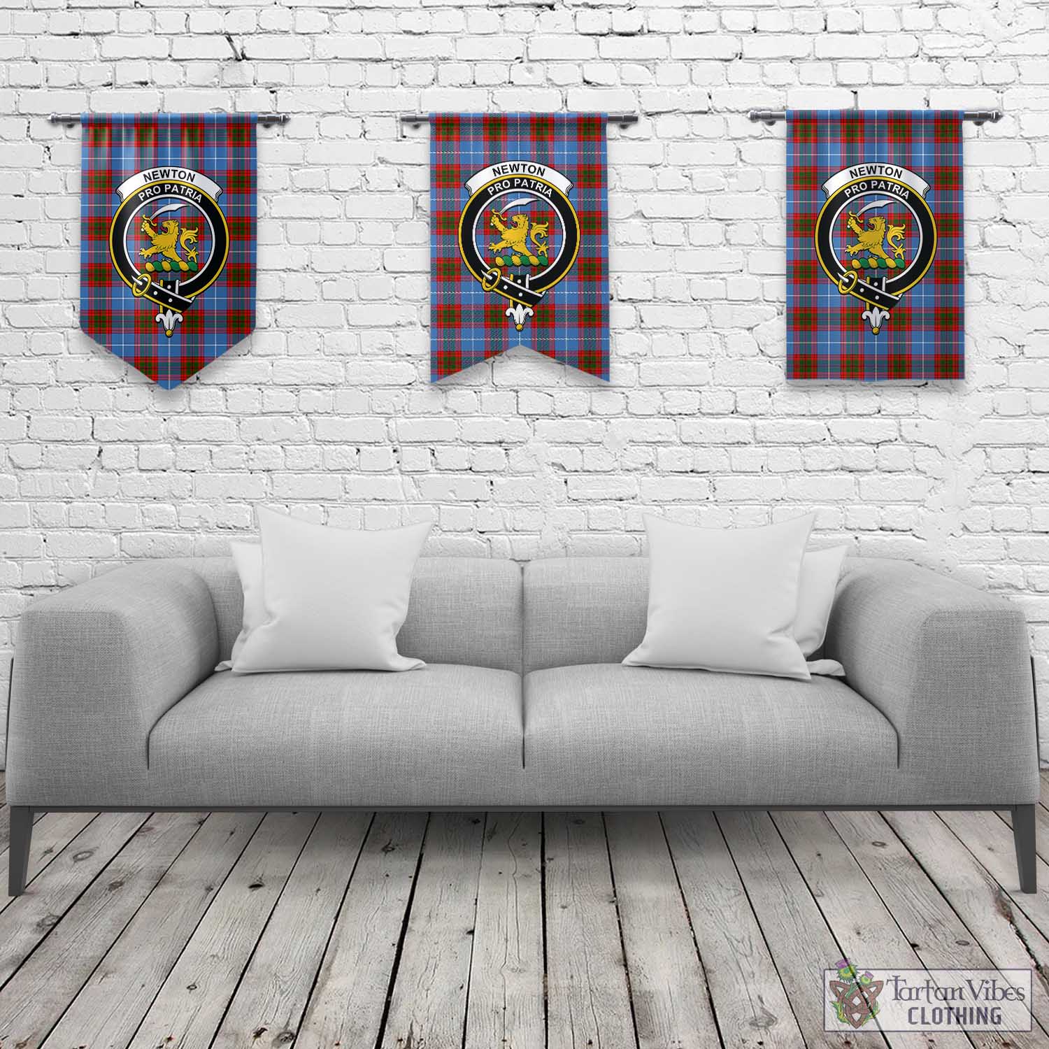 Tartan Vibes Clothing Newton Tartan Gonfalon, Tartan Banner with Family Crest