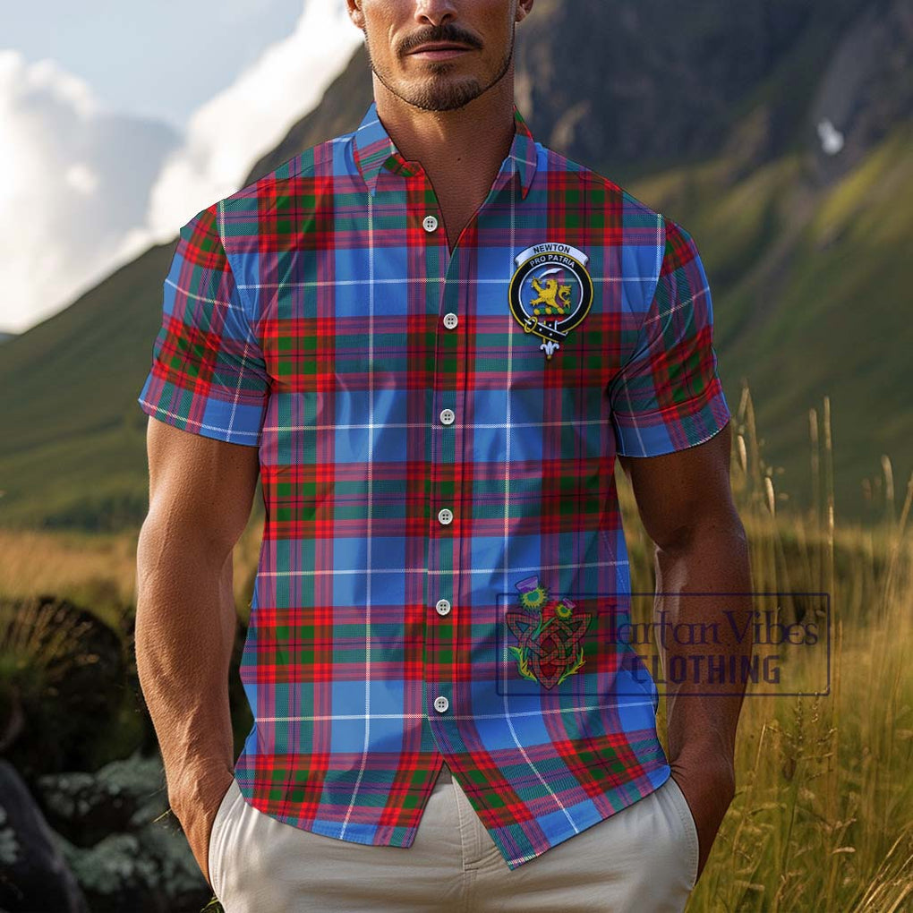 Newton Tartan Cotton Hawaiian Shirt with Family Crest Adult - Tartan Vibes Clothing