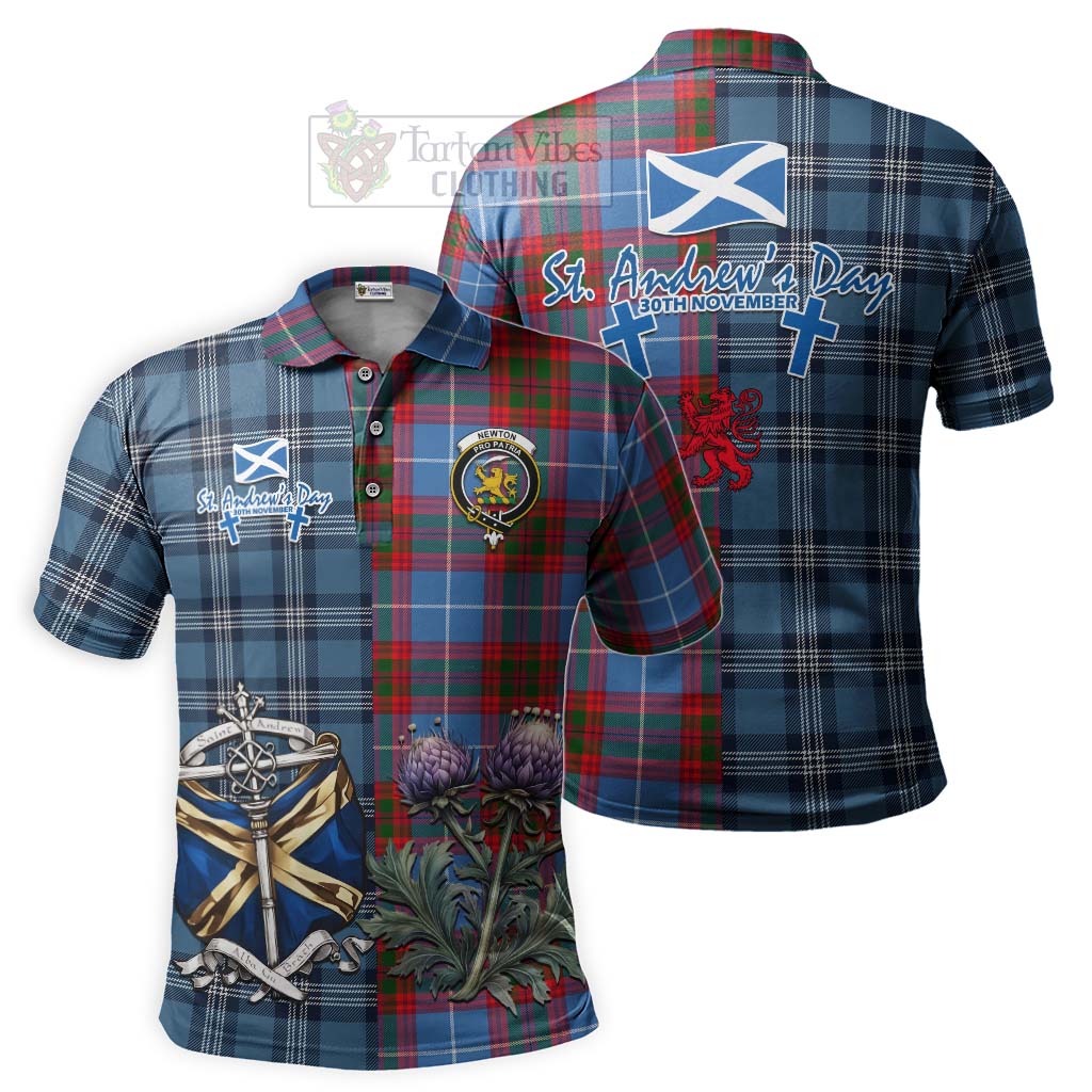 Tartan Vibes Clothing Newton Tartan Polo Shirt Happy St. Andrew's Day Half Tartan Style