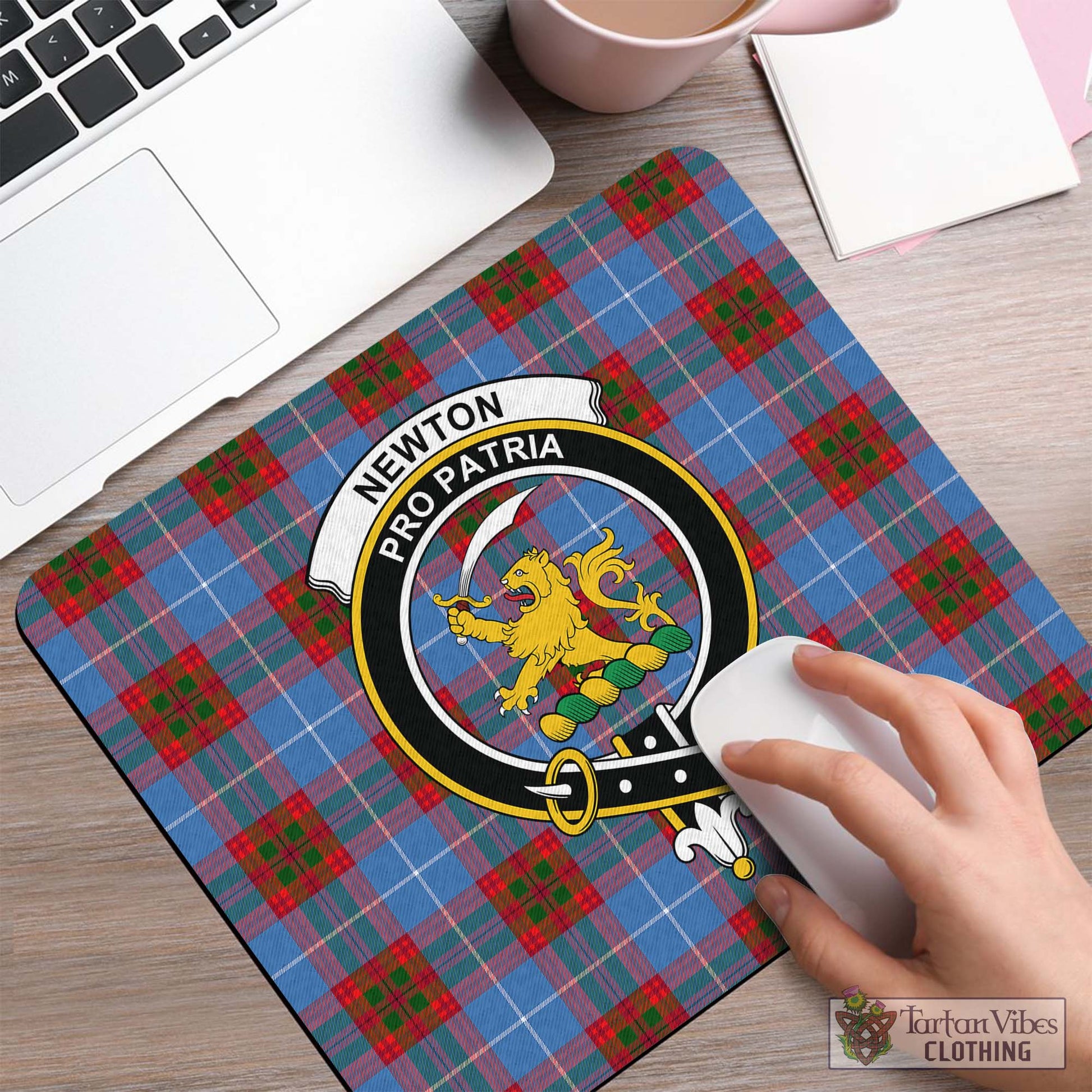 Tartan Vibes Clothing Newton Tartan Mouse Pad with Family Crest