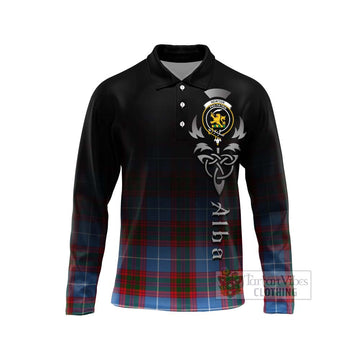 Newton Tartan Long Sleeve Polo Shirt Featuring Alba Gu Brath Family Crest Celtic Inspired