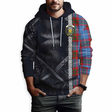 Newton Tartan Hoodie with Family Crest Cross Sword Thistle Celtic Vibes