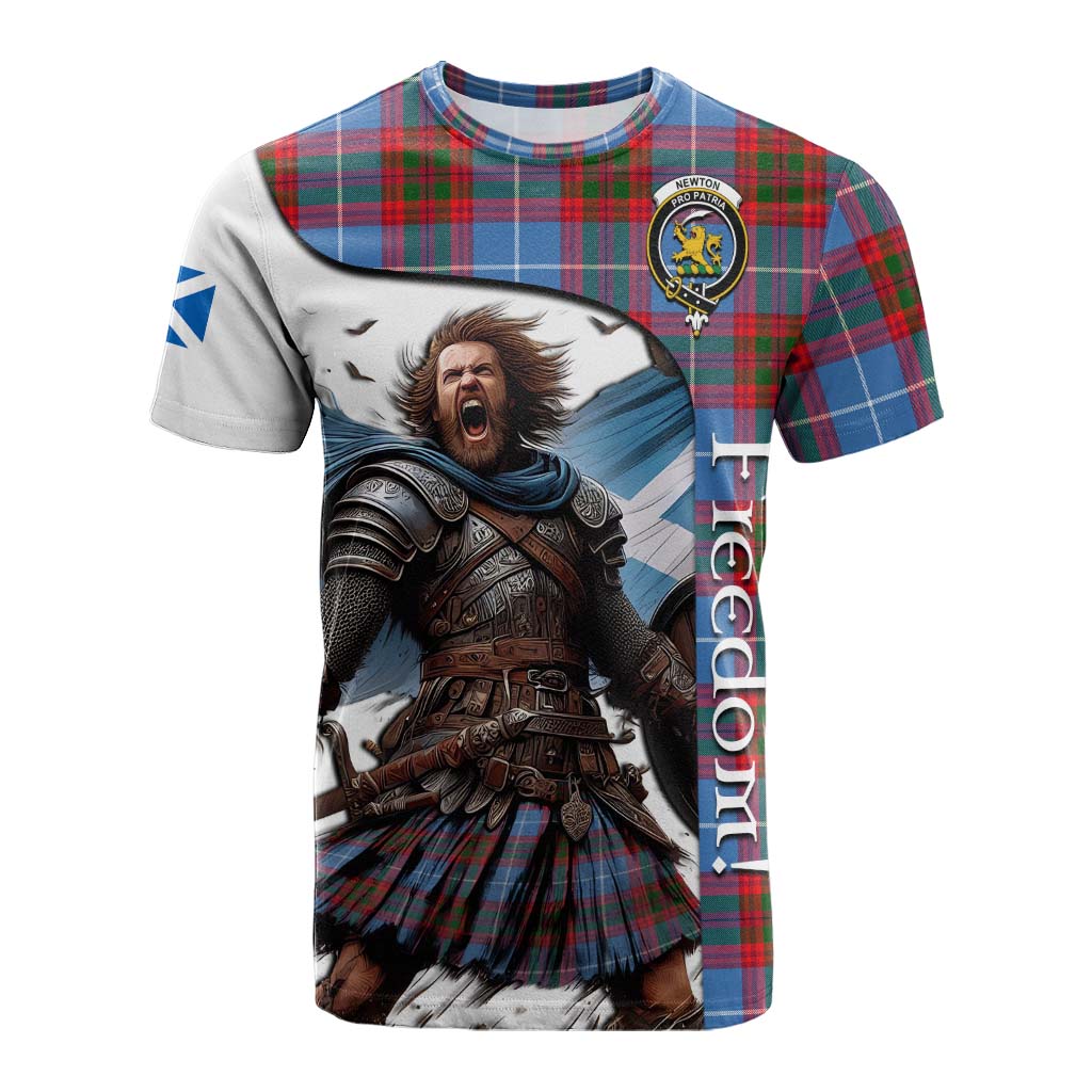 Tartan Vibes Clothing Newton Crest Tartan Cotton T-shirt Inspired by the Freedom of Scottish Warrior