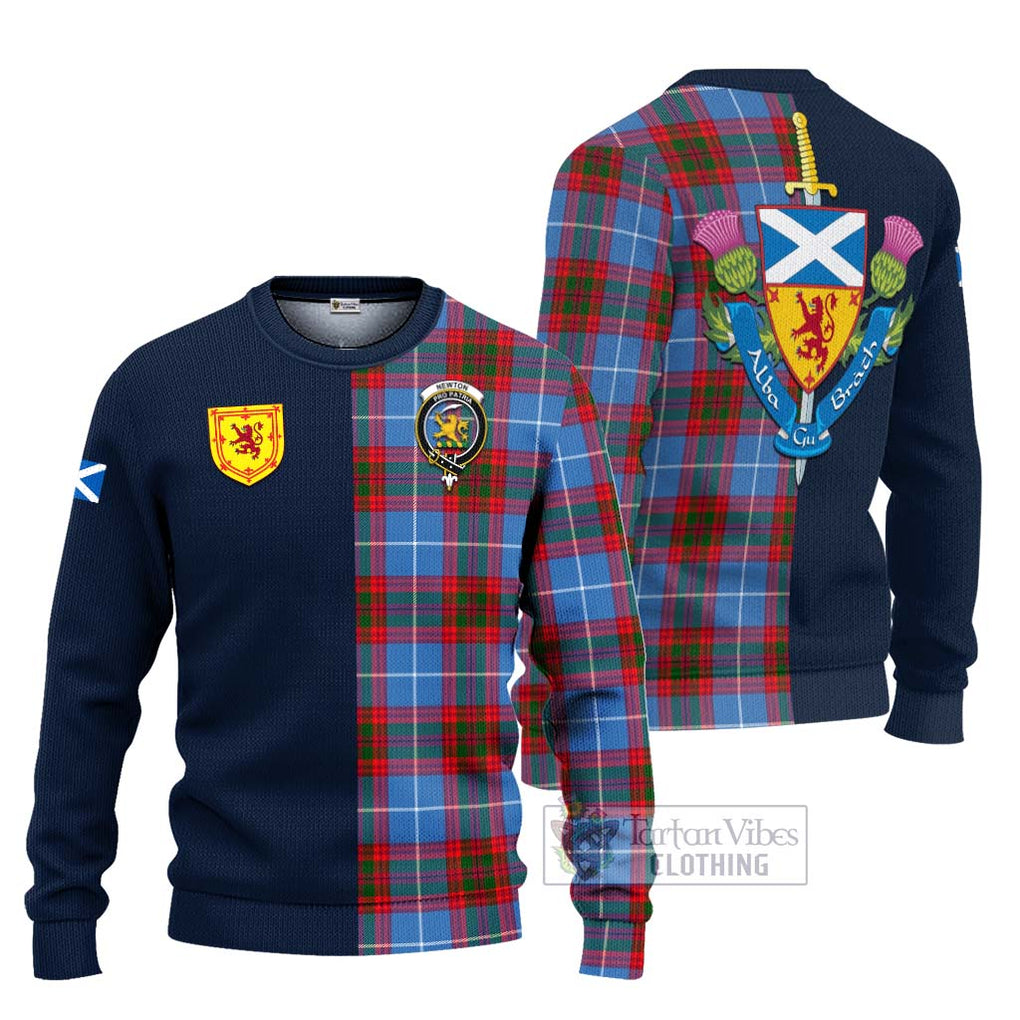 Tartan Vibes Clothing Newton Tartan Knitted Sweater with Scottish Lion Royal Arm Half Style