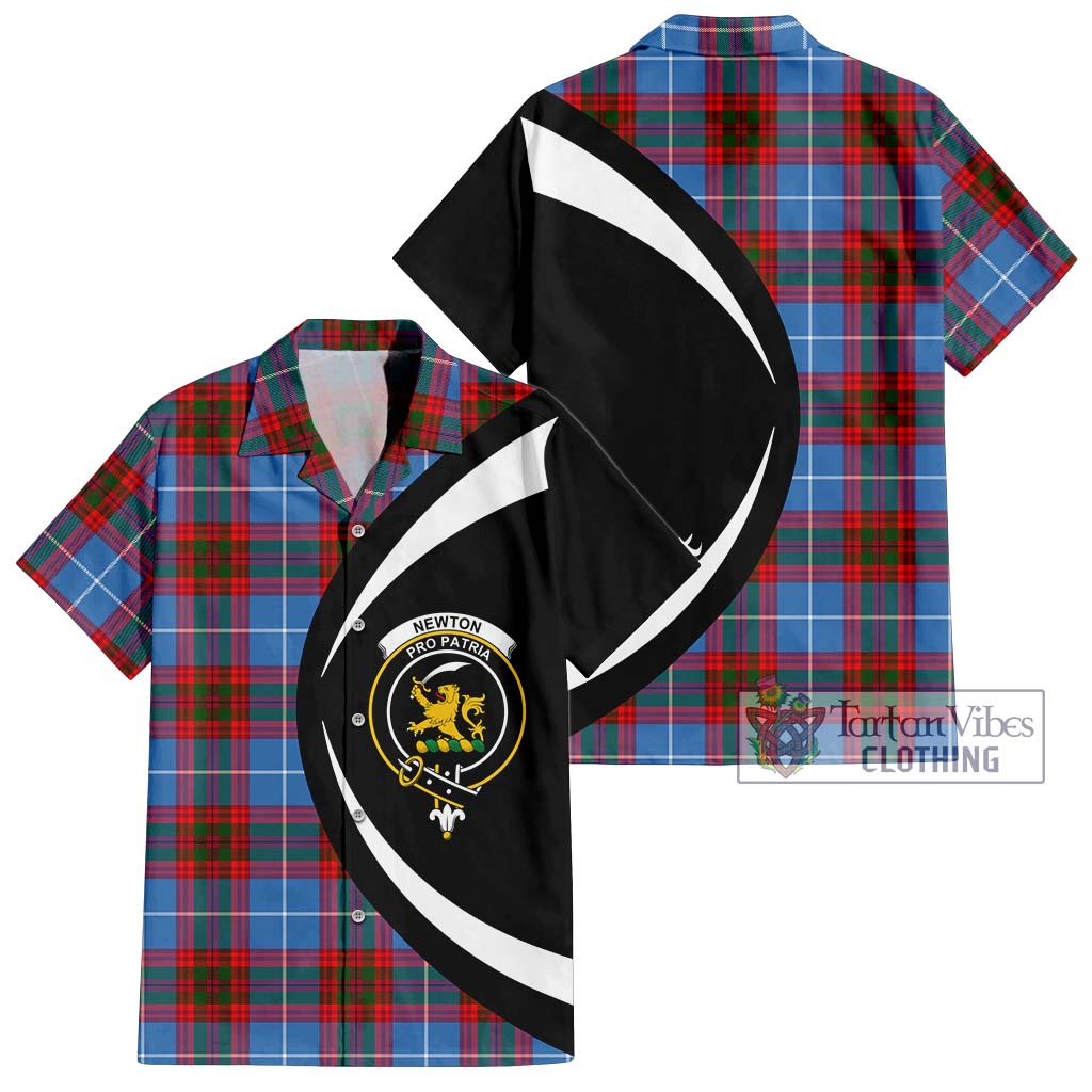 Newton Tartan Short Sleeve Button Up with Family Crest Circle Style Kid - Tartan Vibes Clothing