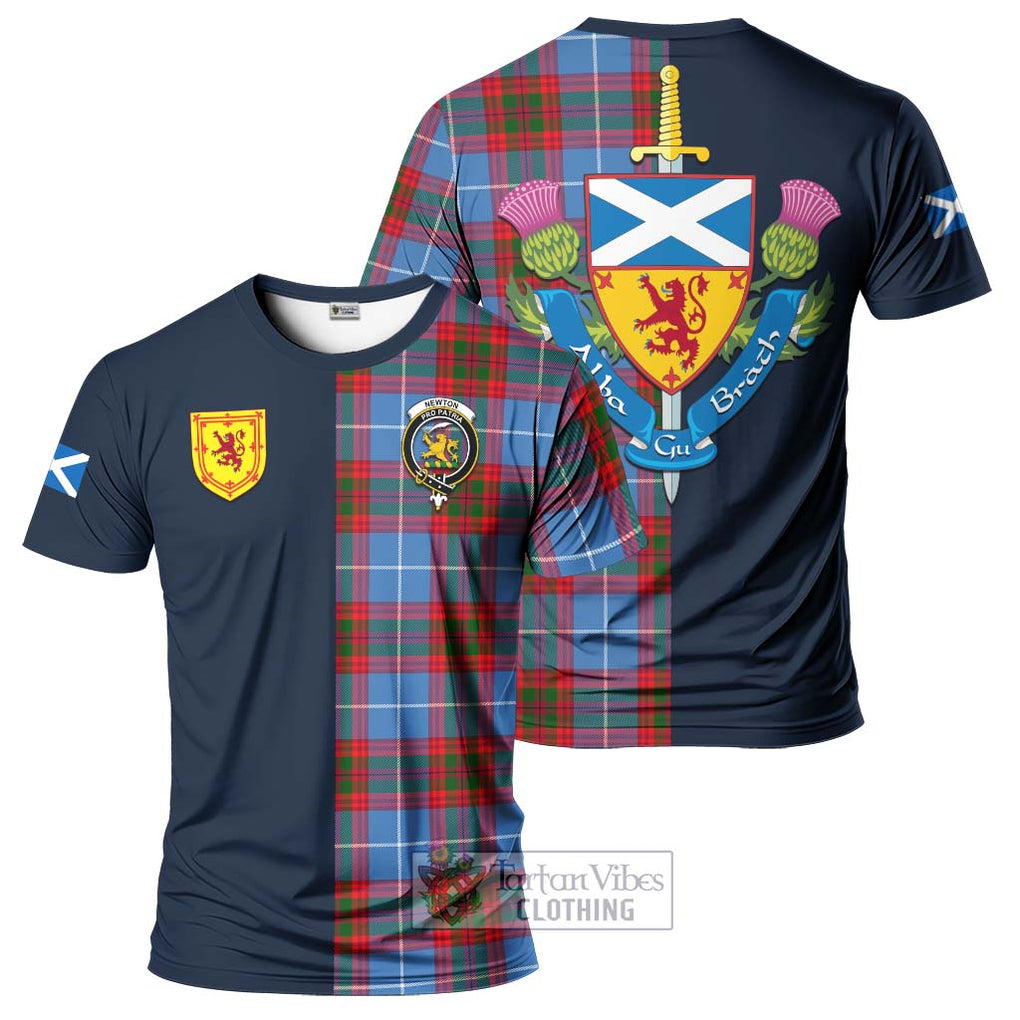 Tartan Vibes Clothing Newton Tartan T-Shirt Alba with Scottish Lion Royal Arm Half Style