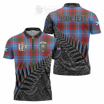 Newton Crest Tartan Zipper Polo Shirt with New Zealand Silver Fern Half Style