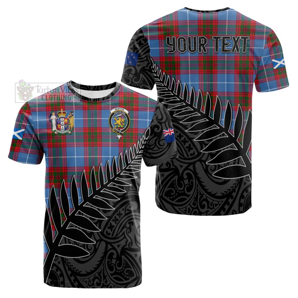 Tartan Vibes Clothing Newton Crest Tartan Cotton T-shirt with New Zealand Silver Fern Half Style