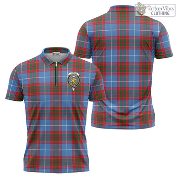 Newton Tartan Zipper Polo Shirt with Family Crest