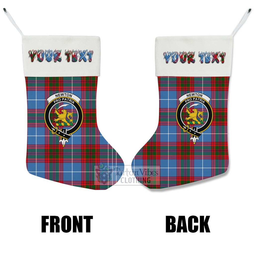 Tartan Vibes Clothing Newton Tartan Family Crest Christmas Stocking with Personalized Text