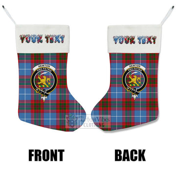 Newton Tartan Family Crest Christmas Stocking with Personalized Text