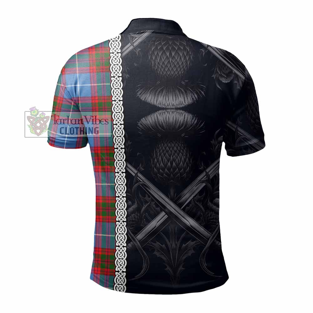 Tartan Vibes Clothing Newton Tartan Polo Shirt with Family Crest Cross Sword Thistle Celtic Vibes