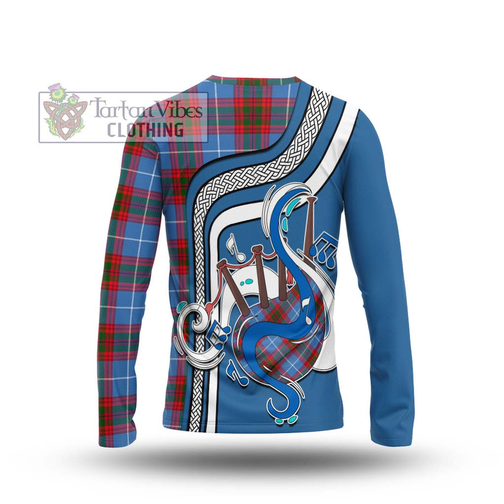 Tartan Vibes Clothing Newton Tartan Long Sleeve T-Shirt with Epic Bagpipe Style