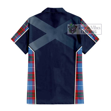 Newton Tartan Short Sleeve Button Shirt with Family Crest and Lion Rampant Vibes Sport Style