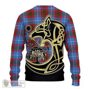 Newton Tartan Ugly Sweater with Family Crest Celtic Wolf Style